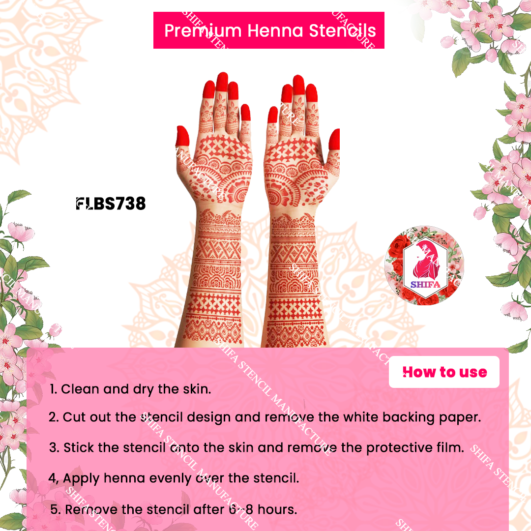 FLBS 738 Rajsi Mandala Grace Mehndi Double Hand Henna Stencil